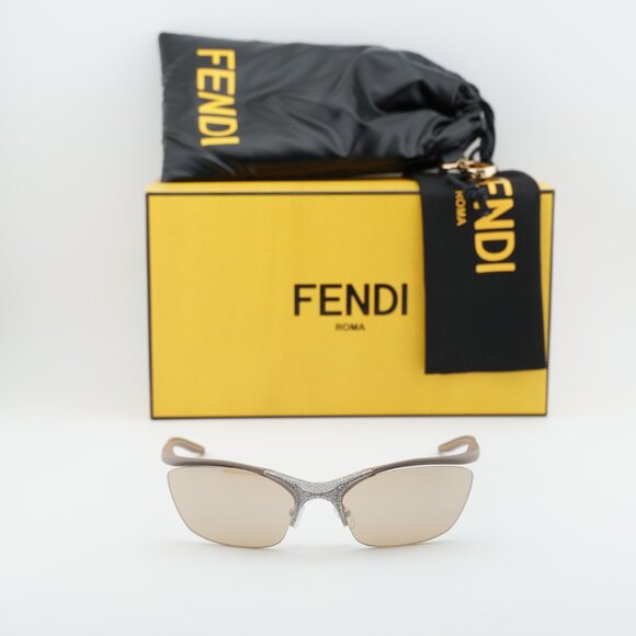 Fendi FE40176U 46G Cat Eye Rimless Sunglasses - Beige/Light Brown main image 4